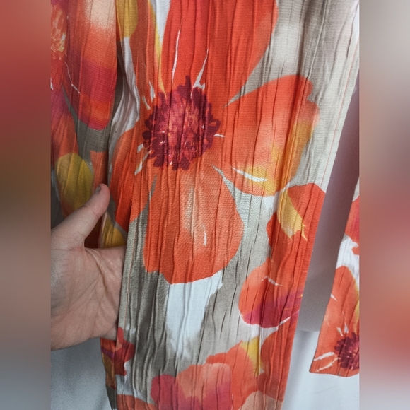 2/$30 Alfred Dunner Long Sleeve Orange Red Floral Lightweight Jacket(#1,542)(C) - Picture 3 of 8